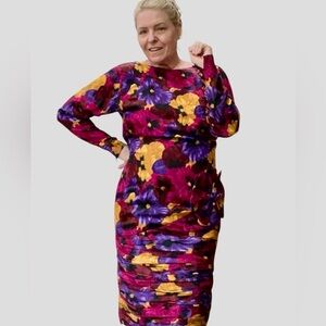MOTB Vintage Raul Blanco maximalist 80’s silk floral dress fitted size 6